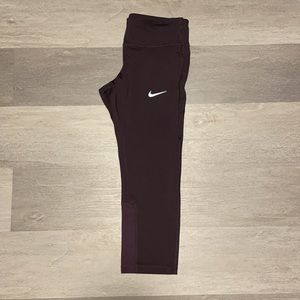 Nike 3/4 Leggings with Mesh Calf Detail in Plum